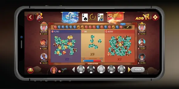 Dragon vs Tiger game being played on S9 Game APK